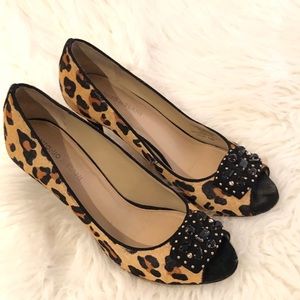 Antonio Melani Leopard Peep Toe Heels